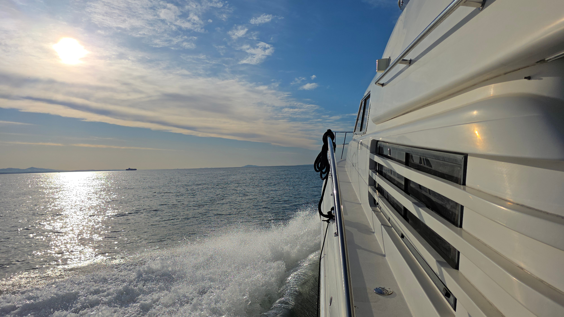 Summer Palace cruising at sunset off Vancouver